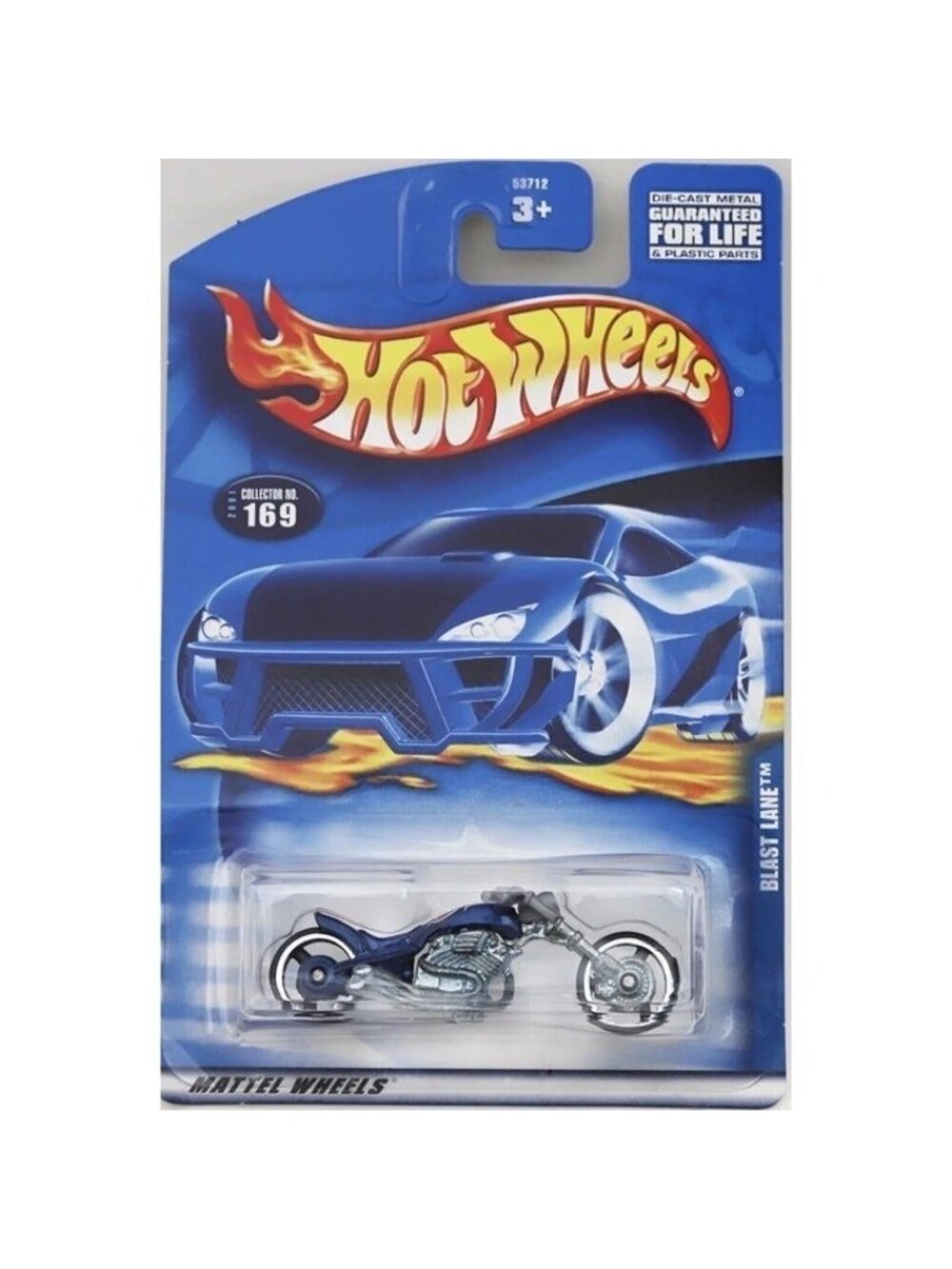 Die Cast Hot Wheels 2006 BLAST LANE #169 Blue w/Black Spokes Chrome Rims